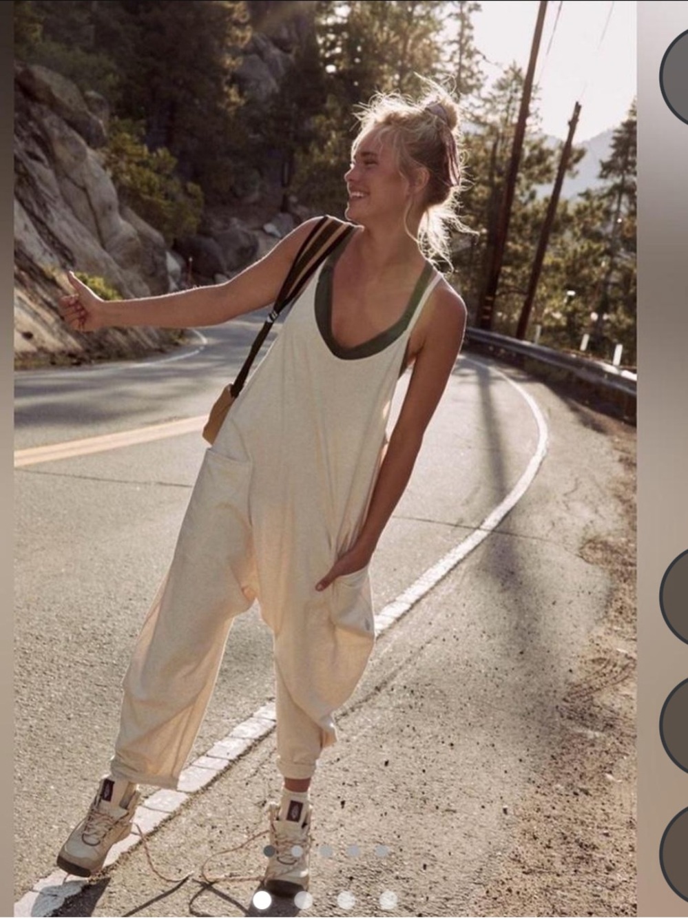 Free People Cream Oversized Scoop-Neck Jumpsuit